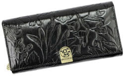 Gregorio nagyméretű, mintás fekete női pénztárca 19, 5 × 10 cm (G-HL-122-BLACK)