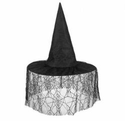 Boland Boszorkány kalap fátyollal - fekete (IMO-GD-97002)