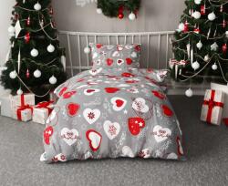  Lenjerie de pat din flanel CHRISTMAS HEART gri Dimensiune lenjerie de pat: 70 x 90 cm | 140 x 200 cm Lenjerie de pat