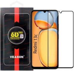 Xiaomi Redmi 13C / Poco C65 üvegfólia, tempered glass, előlapi, edzett, hajlított, fekete kerettel, Veason 6D Pro