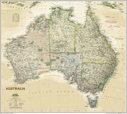  Ausztrália falitérkép antikolt 77*69 cm - laminált (+ választható léc)
