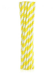 Sárga Yellow Stripes rugalmas papír szívószál 12 db-os (MLG126792) - mesesajandek