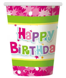 Amscan Happy Birthday pink papír pohár 6 db-os 270ml (MLG687535)
