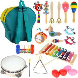 Kruzzel Instrumente muzicale pentru copii, set 24 piese, rucsac depozitare si transport, 26x10x26 cm, multicolor