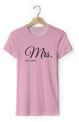 Personal Tricou damă pereche cu text personalizat - Mrs. EST. Mărimea - Adult: L, Culori: Roz