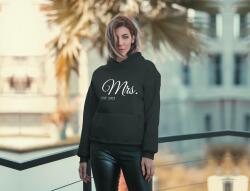 Personal Hanorac damă pereche cu text personalizat - Mrs. EST. Mărimea - Adult: XL, Culori: Negru