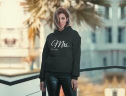 Personal Hanorac damă pereche cu text personalizat - Mrs. EST. Mărimea - Adult: S, Culori: Negru