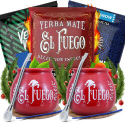 El Fuego Yerba Mate Set de iarnă pentru DOUĂ Calabash Bombilla