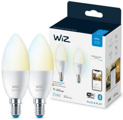 Philips WiZ okos E14 LED, gyertya forma, 2200-6500 K, 40 W izzó helyett, 2 darabos (929002448742)