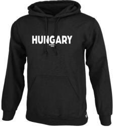 Dressa Hungary feliratos kenguruzsebes pamut kapucnis pulóver - fekete