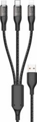 Dudao L22X 3in1 USB apa - Lightning/microUSB/USB-C apa 2.0 Adat és töltő kábel 1m - Fekete (L22X)