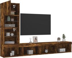 vidaXL 4 darab füstös tölgy színű szerelt fa TV-bútor LED-del (3216644)