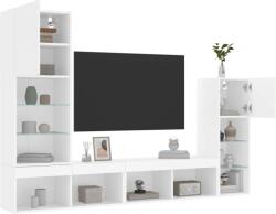 vidaXL 4 darab fehér szerelt fa fali TV-bútor LED-del (3216647)