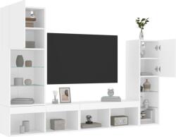 vidaXL 4 darab fehér szerelt fa fali TV-bútor LED-del (3216654)