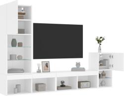 vidaXL 4 darab fehér szerelt fa fali TV-bútor LED-del (3216661) - vidaxl