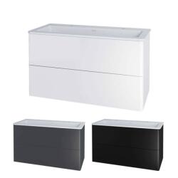 Mereo Mereo, Siena, fürdőszoba szekrény öntött márvány mosdóval 101 cm, fehér, antracit, fekete, MER-CN442M2 (MER-CN442M2)