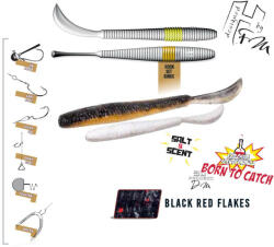 Herakles LEFTAIL WORM 4.8" 12cm Black Red Flakes (ARHKLEW11) - koi-farm