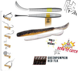Herakles LEFTAIL WORM 4.8" 12cm Greenpumkin Red Flakes (ARHKLEW64) - koi-farm