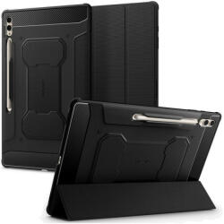 Samsung Tab S9 Ultra 14.6 / Tab S10 Ultra 14.6 SM-X910 / X916B / X920 / X926B, mappa tok, közepesen ütésálló, Spigen Rugged Armor Pro, fekete