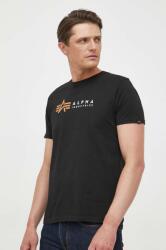 Alpha Industries pamut póló Alpha Label T 118502 03 fekete, nyomott mintás - fekete L