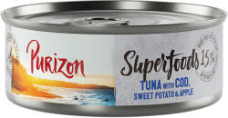 Purizon 12x70g Purizon Superfoods nedves macskatáp Tohnal, tőkehal, édesburgonya & alma