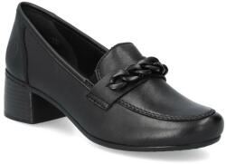 Rieker női blokksarkú bebújós fekete bőr félcipő 41660-00