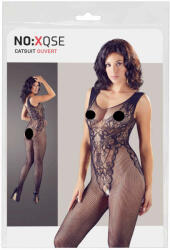 NO: XQSE - ujjatlan, nyitott necc overál - fekete (S-L) - sexshopcenter