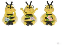 Bloomi Méhecske, szemüveges, virággal ülõ poly 8x7x11, 5cm sárga, fekete 3 féle SSS (DD61702)