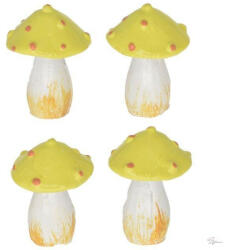 Bloomi Gomba poly 2, 5x2, 6x3, 6cm sárga, fehér S/4 @ (DD64739)
