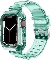 SmartWatcherz Átlátszó Szilikon Apple Watch Szíj és Tok - Zöld, 42mm, 44mm, 45mm (95607)