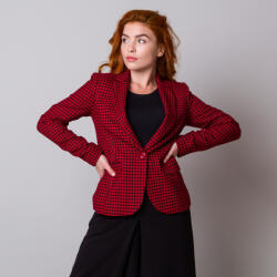 Willsoor Női kabát fekete és piros színben geometrikus mintával 13181
