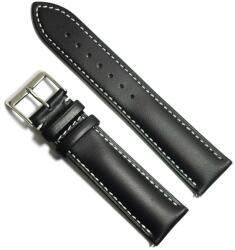 Curea de ceas Neagra din piele naturala cu cusatura Alba - 18mm 20mm 22mm WZ5414 (WZ5414)