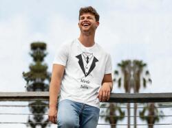 Personal Tricou bărbați pereche cu text personalizat - Mire costum Mărimea - Adult: S, Culori: Alb