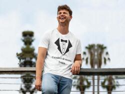 Personal Tricou bărbați pereche cu text personalizat - Cavaler de onoare costum Mărimea - Adult: XL, Culori: Alb