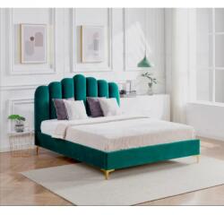 Pat Cloud 160x200 cm Tapitat Catifea Albastru Somiera Inclusa (cod ML 2006-19) (C16-4853)