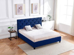 Pat Hypnotic 160x200 cm Tapitat Catifea Albastru Somiera Inclusa (cod ML 1705-19) (C991)