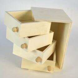 Wood Product Fa 4 fiókos doboz, kifordítható fiókok