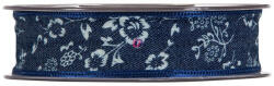 D&D Szalag farmer virágos textil 25mmx15m sötétkék (PV2932P07)