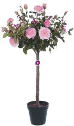 D&D Selyemvirág rózsabokor műanyag kaspóban műanyag 121cm rózsaszín (DD61581)