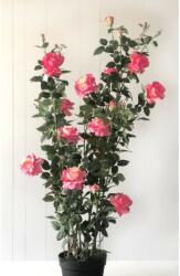 D&D Selyemvirág rózsabokor műanyag kaspóban műanyag 167cm rózsaszín, sárga (DD56054)