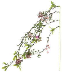 D&D Selyemvirág ág virággal műanyag 50 cm rózsaszín, zöld (DD60996)