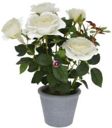 D&D Selyemvirág rózsabokor kerámia kaspóban műanyag 51cm krém - DD61180 (DD61180)