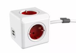 allocacoc PowerCube Extended 4 Plug + 2 USB 1,5 m (1402RD)