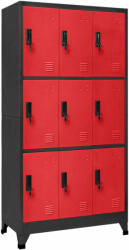vidaXL antracitszürke-piros acél zárható szekrény 90 x 45 x 180 cm (339809)