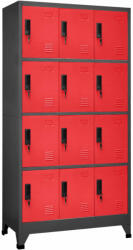 vidaXL antracitszürke-piros acél zárható szekrény 90 x 45 x 180 cm (339817)