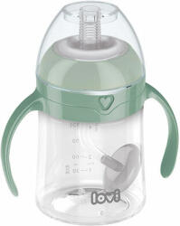 LOVI Prima cana cu paie si greutate 150ml verde (35364)