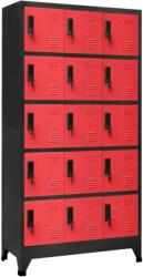 vidaXL antracitszürke-piros acél zárható szekrény 90 x 40 x 180 cm (339825)