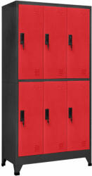 vidaXL antracitszürke-piros acél zárható szekrény 90 x 45 x 180 cm (339801)