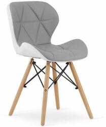 ARTOOL Skandináv stílusú szék, Artool, Lago, öko-bőr, fa, szürke és fehé (ART-3797_1)