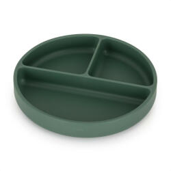 P&M Szilikon osztott tányér, kerek Take&Match Misty Green 6m+ - babyshopkaposvar